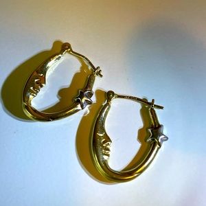JCM 14K Gold Moon Hoop Earrings